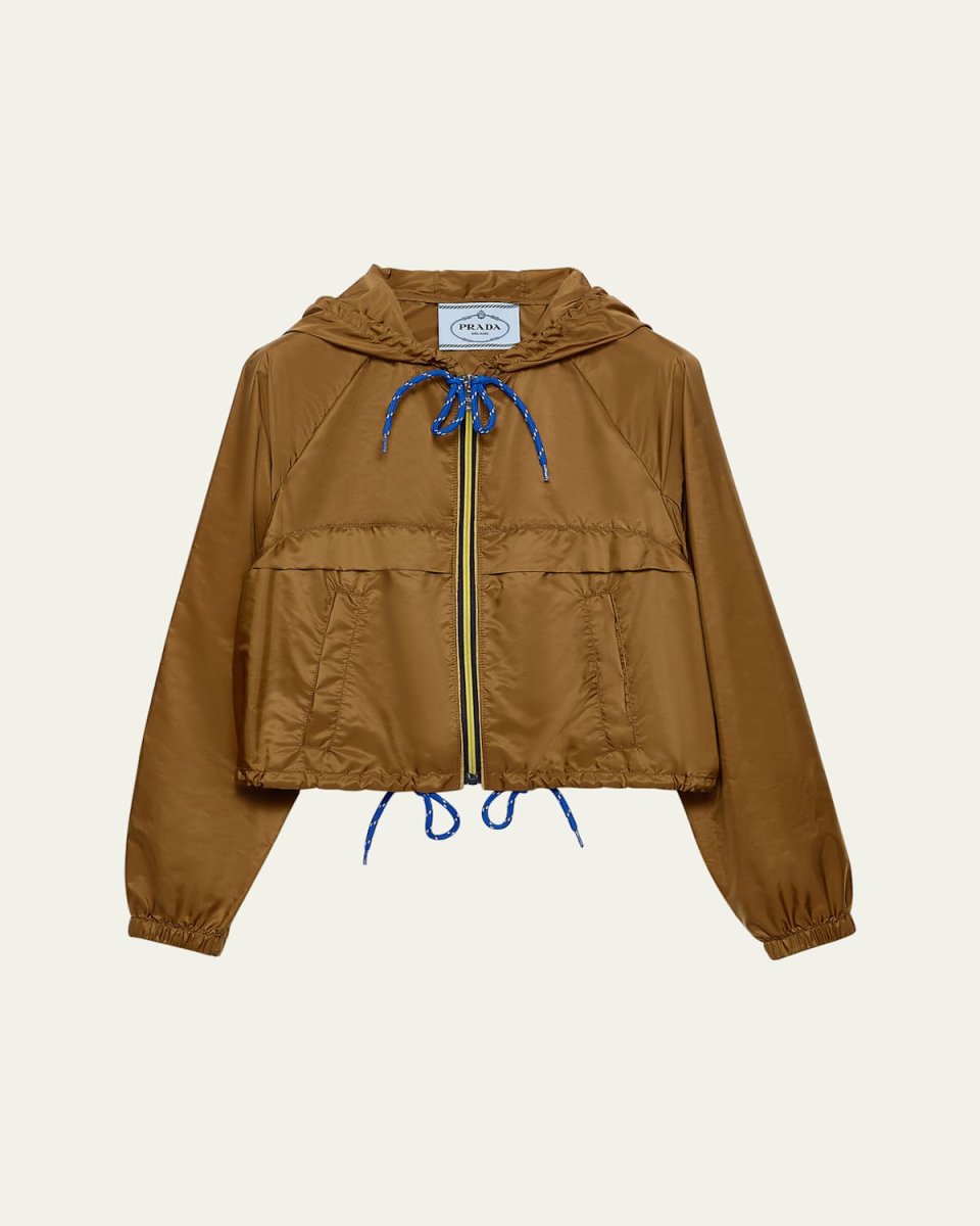 Hooded Drawstring Zip-Up Jacket